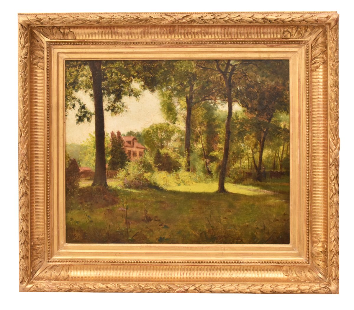 QUADRI ANTICHI, PAESAGGIO FRANCESE, SOTTO BOSCO, OLIO SU TELA, XIX (QP778)