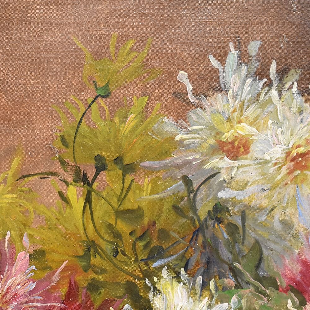 Tableau Composition De Fleurs , XIXè siècle. (QF237)-photo-4
