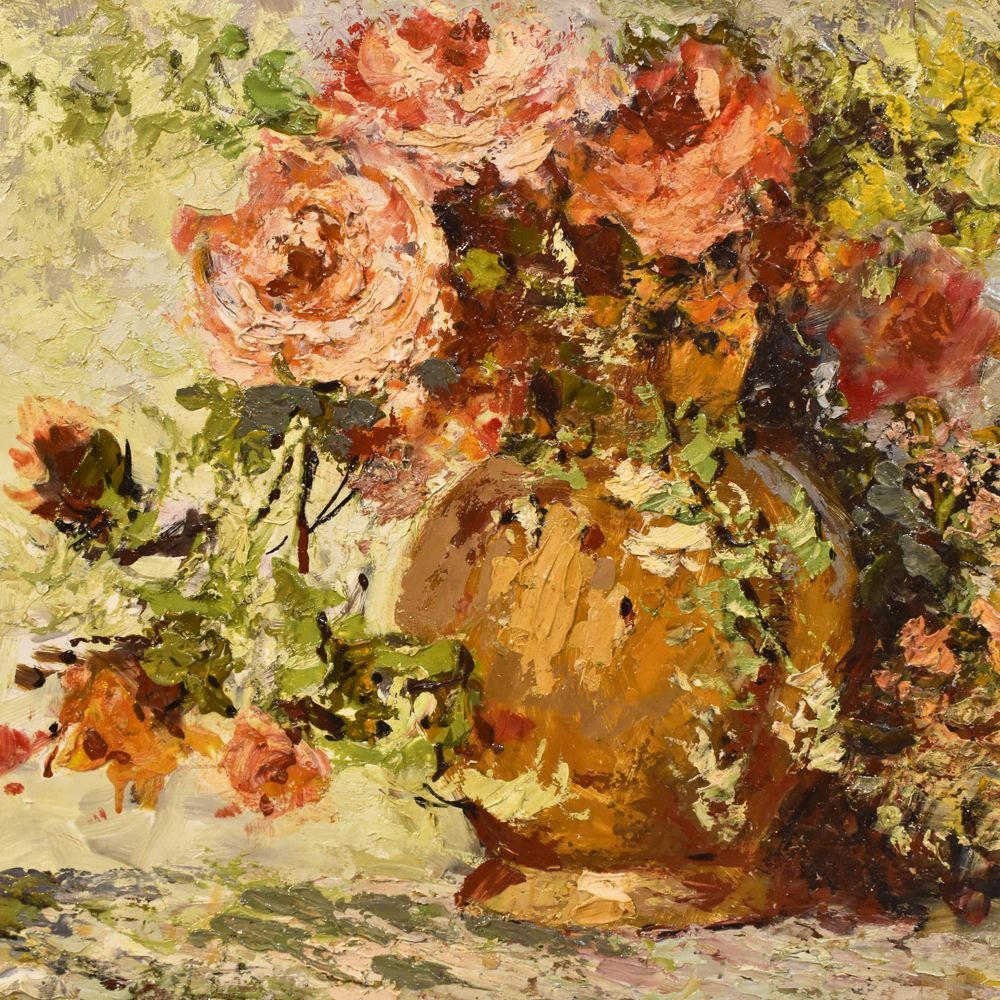 Composition De Fleurs,  Roses Noel Canepa (XIX-XX).  (QF207)-photo-3