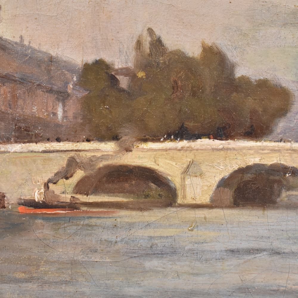 Peinture paysage, Pont Neuf,  XIXè siècle. (QP 228) -photo-2