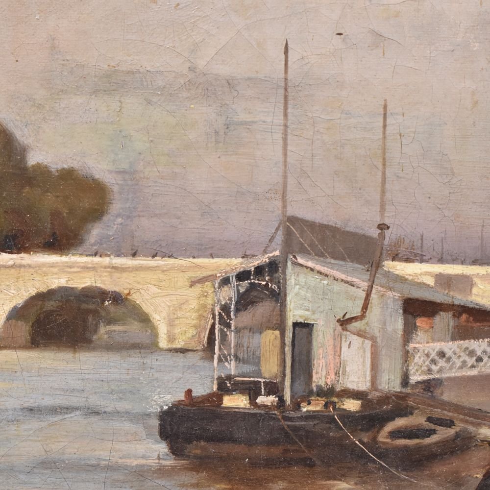 Peinture paysage, Pont Neuf,  XIXè siècle. (QP 228) -photo-4
