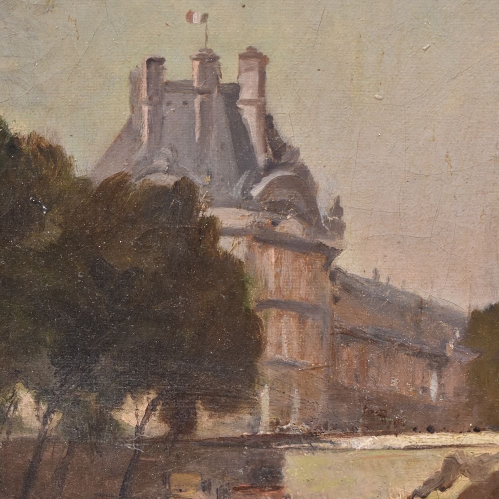 Peinture paysage, Pont Neuf,  XIXè siècle. (QP 228) -photo-1