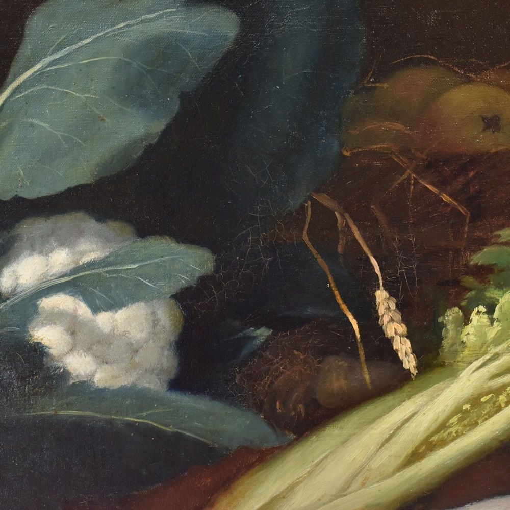 Tableaux Anciens Fleurs, Peintures Natures Mortes Avec Fruits, XIXème Siècle.  (QNM165)-photo-2