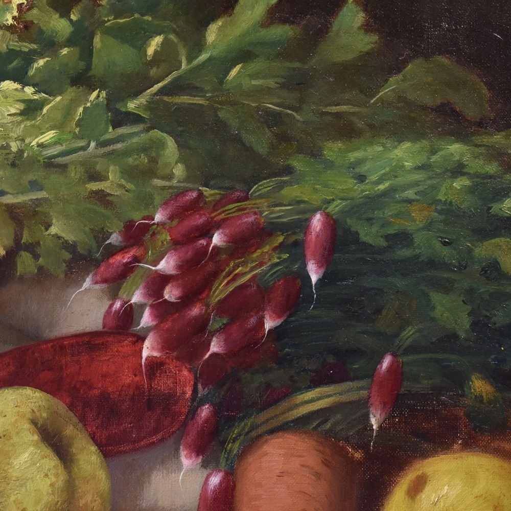 Tableaux Anciens Fleurs, Peintures Natures Mortes Avec Fruits, XIXème Siècle.  (QNM165)-photo-3