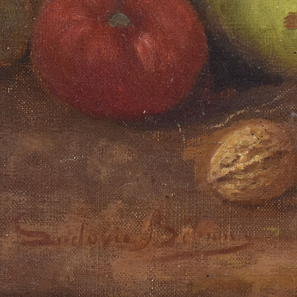 Tableaux Anciens Fleurs, Peintures Natures Mortes Avec Fruits, XIXème Siècle.  (QNM165)-photo-1