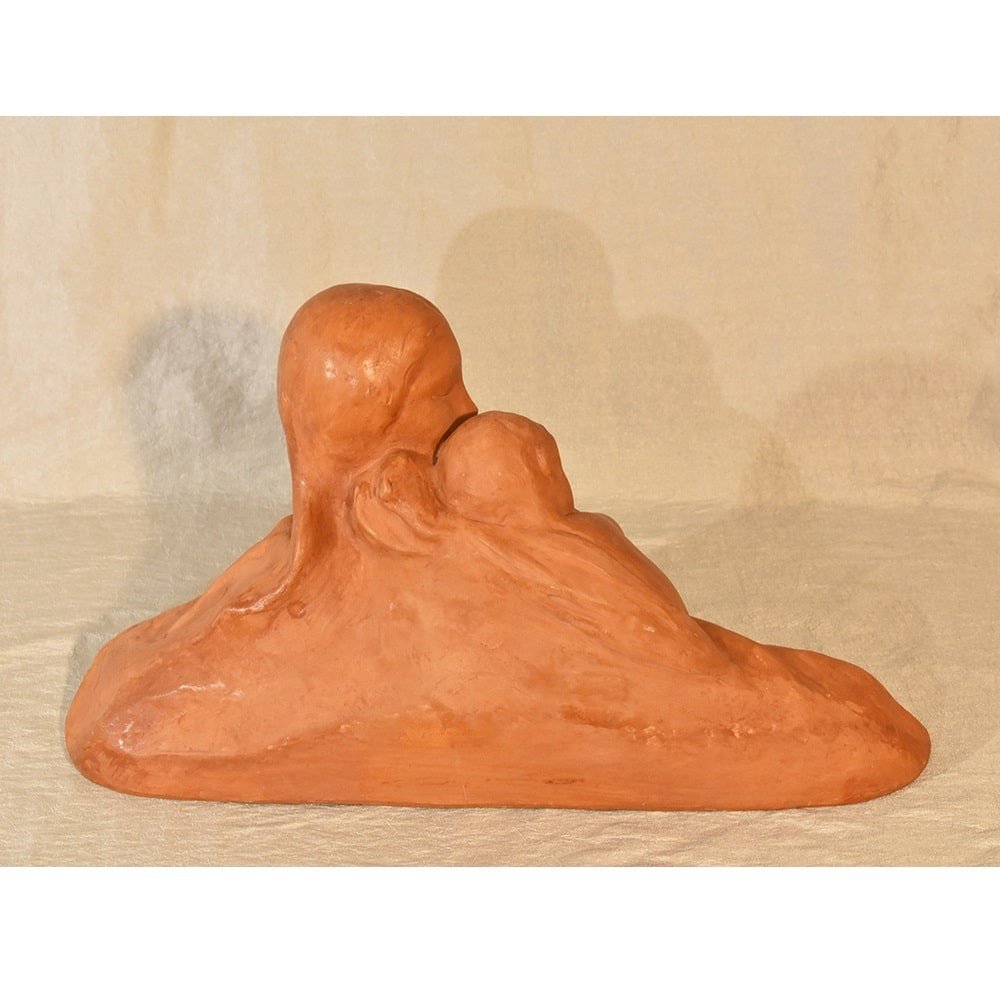 Sculptures En Terre Cuite, Maternité, Art Déco, Signè Gennarelli. (STTE60)-photo-7