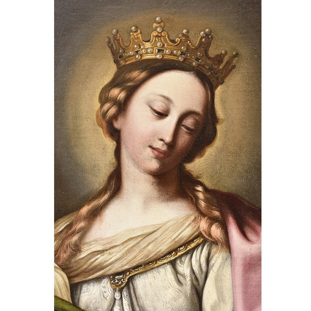 QUADRI ANTICHI, QUADRO RELIGIOSO, SANTA CATERINA, EPOCA 1700, OLIO SU TELA. (QREL 338)   -photo-3