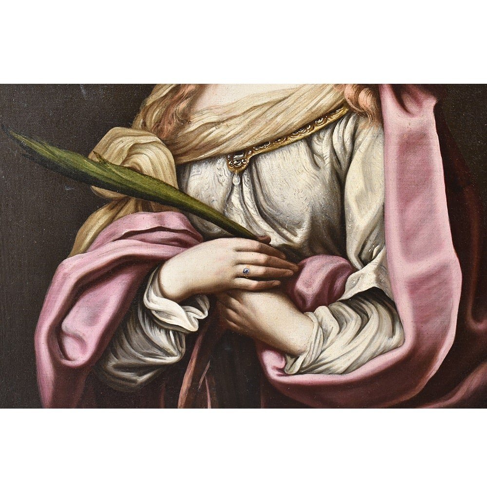 QUADRI ANTICHI, QUADRO RELIGIOSO, SANTA CATERINA, EPOCA 1700, OLIO SU TELA. (QREL 338)   -photo-2