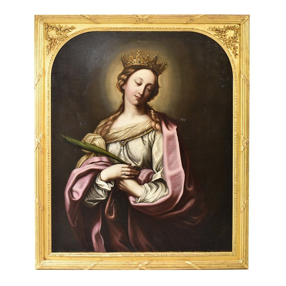 QUADRI ANTICHI, QUADRO RELIGIOSO, SANTA CATERINA, EPOCA 1700, OLIO SU TELA. (QREL 338)   