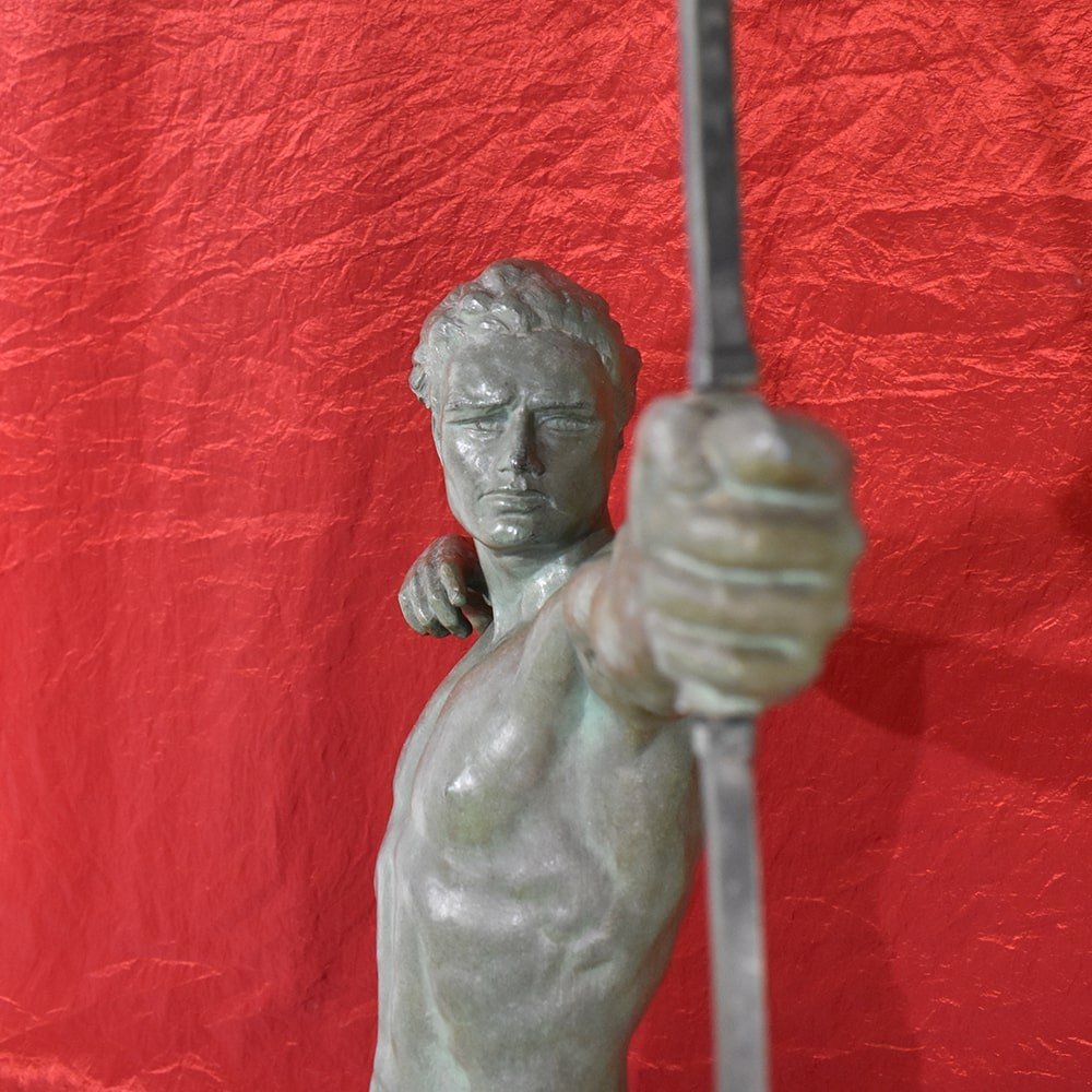 Sculptures Art Déco En Antimoine, Archer, Jean De Roncourd. (STAN67)-photo-2