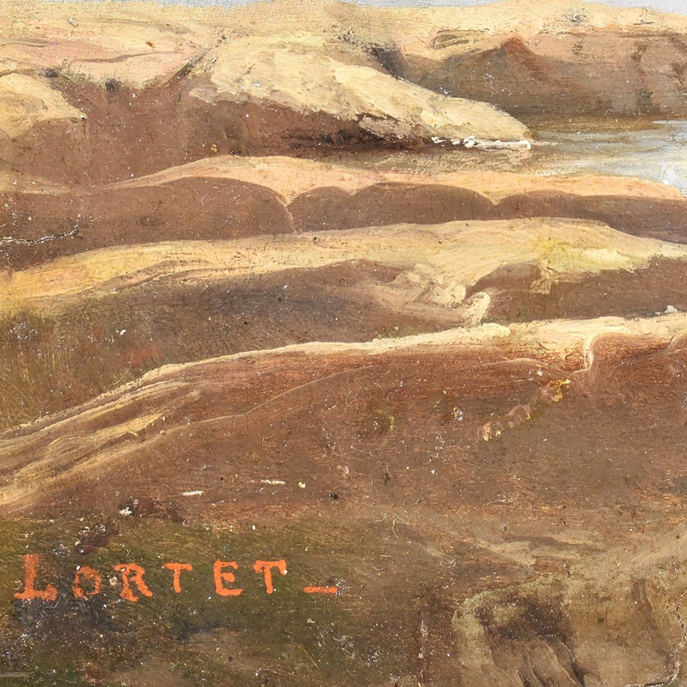 Tableau Ancien, Paysage De Montagne, Leberecht Lortet, XIXème Siècle. (QP405)-photo-4