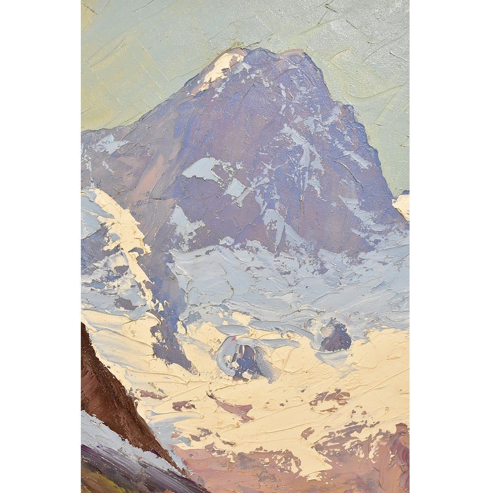 Tableaux Anciens, Paysages De Montagne Avec Neige, Deljean, XXème Siècle. (QP410)-photo-1