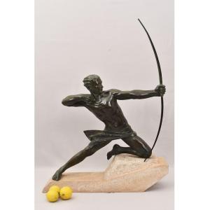 ANTICHE SCULTURE IN ANTIMONIO, MAX LE VERRIER, ARCIERE, ART DECO, SCULTORE FRANCESE. (STAN90)