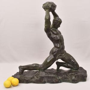 Antiche Sculture In Bronzo, Uomo, Guerriero,  Art Deco, XX Secolo. (STB91)