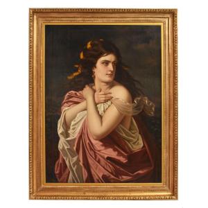 QUADRI ANTICHI, MUSA, MITOLOGIA GRECA, RITRATTI FEMMINILI, OLIO SU TELA, EPOCA OTTOCENTO(QR669)