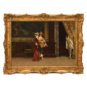 QUADRI ANTICHI, RITRATTI DI INTERNO, PITTURA DI GENERE ITALIANA, OLIO SU TELA, XIX (QR760)