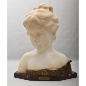SCULTURE ANTICHE IN ALABASTRO, SCULTURA DI DONNA, BUSTO FEMMINILE “POÈME”, XIX (STAL107)