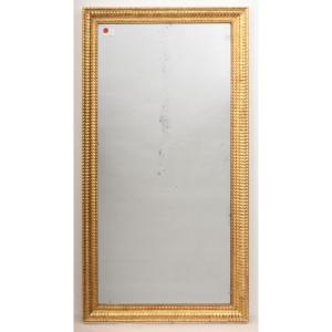 SPECCHIO ANTICO RETTANGOLARE, SPECCHIERA ANTICA, CORNICE DORATA IN FOGLIA DI ORO, XIX (SPR209)