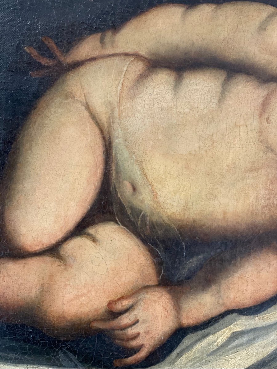 Cupido dormiente, olio su tela fine XVII sec., pittore caravaggesco del nord Italia-photo-2