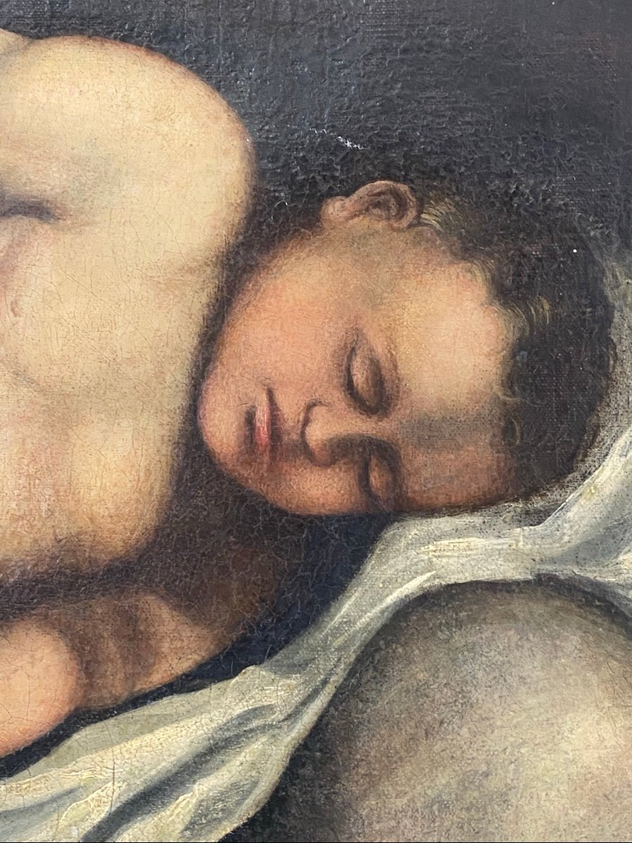 Cupido dormiente, olio su tela fine XVII sec., pittore caravaggesco del nord Italia-photo-3