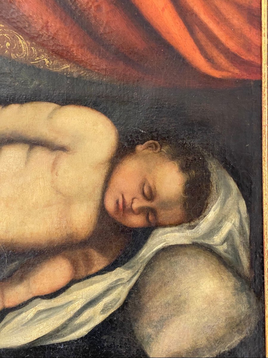 Cupido dormiente, olio su tela fine XVII sec., pittore caravaggesco del nord Italia-photo-2