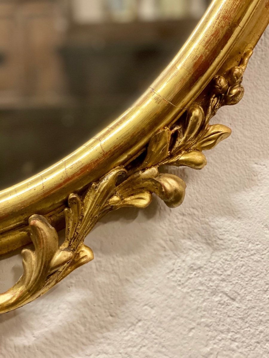 Specchiera ovale in foglia oro . Lombardia XIX secolo-photo-3