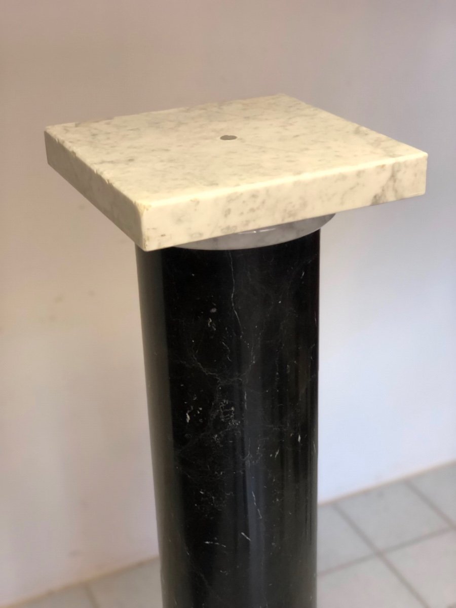 Colonna in marmo nero Marquina e Carrara .-photo-1