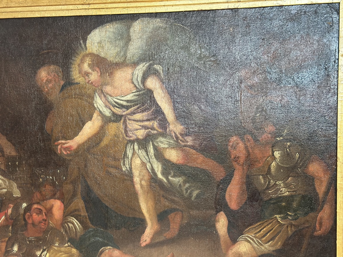 La liberazione di San Pietro olio su tela. XVII secolo-photo-3