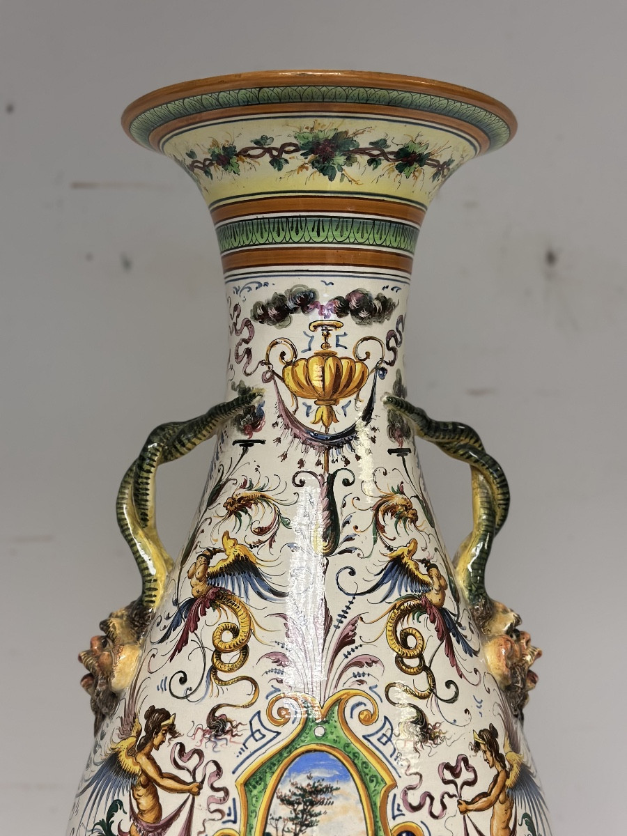 Egisto Fantecchi Primo 900 vaso con colonna maiolica dipinta-photo-2