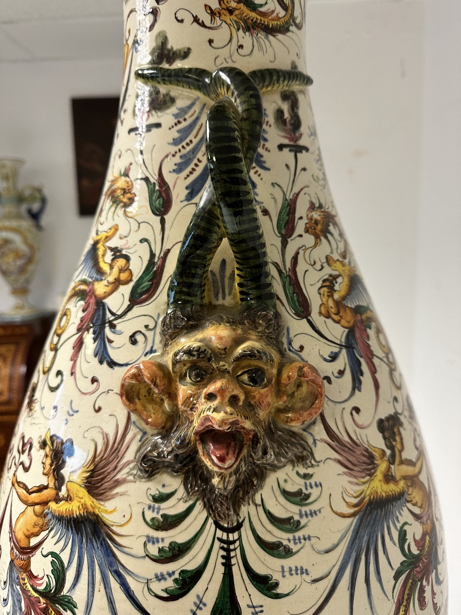 Egisto Fantecchi Primo 900 vaso con colonna maiolica dipinta-photo-3