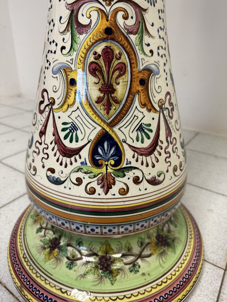 Egisto Fantecchi Primo 900 vaso con colonna maiolica dipinta-photo-1