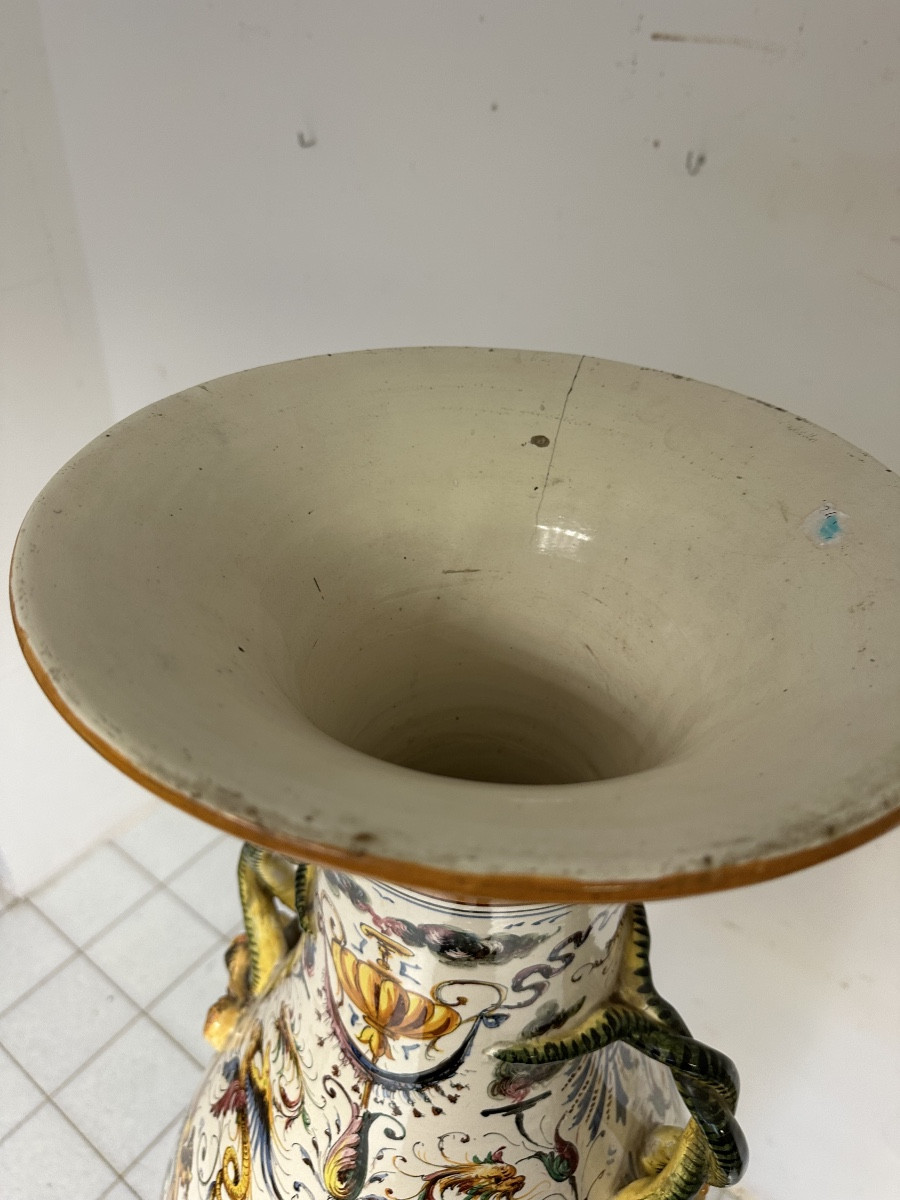 Egisto Fantecchi Primo 900 vaso con colonna maiolica dipinta-photo-3