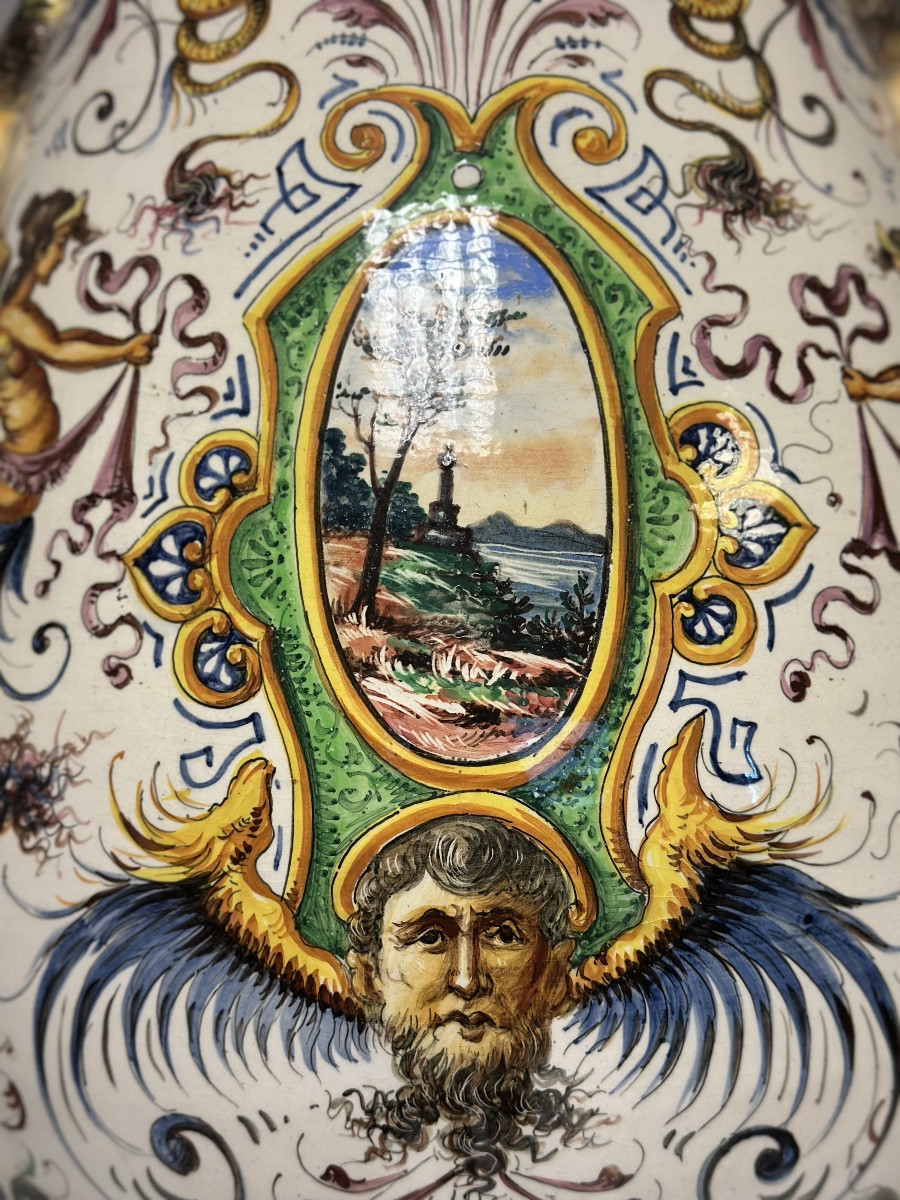 Egisto Fantecchi Primo 900 vaso con colonna maiolica dipinta-photo-4