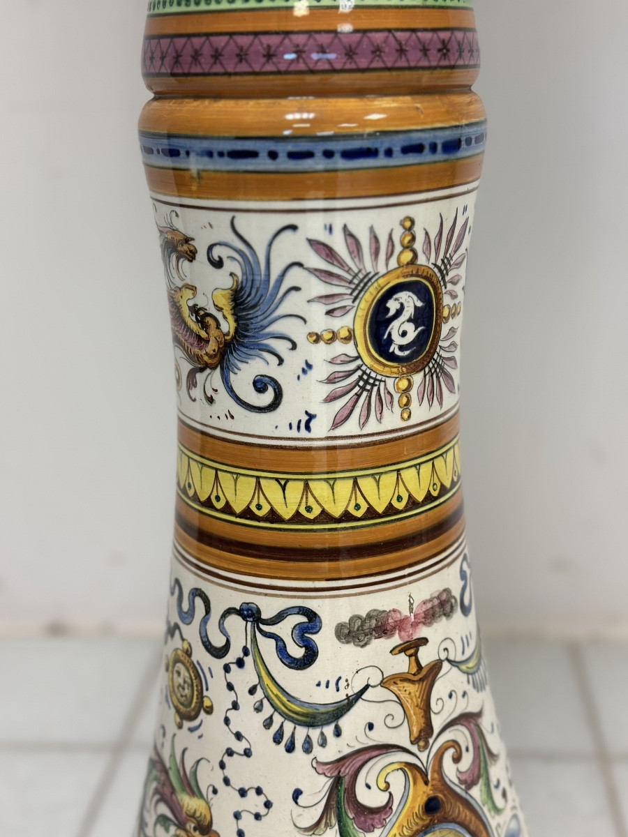 Egisto Fantecchi Primo 900 vaso con colonna maiolica dipinta-photo-5