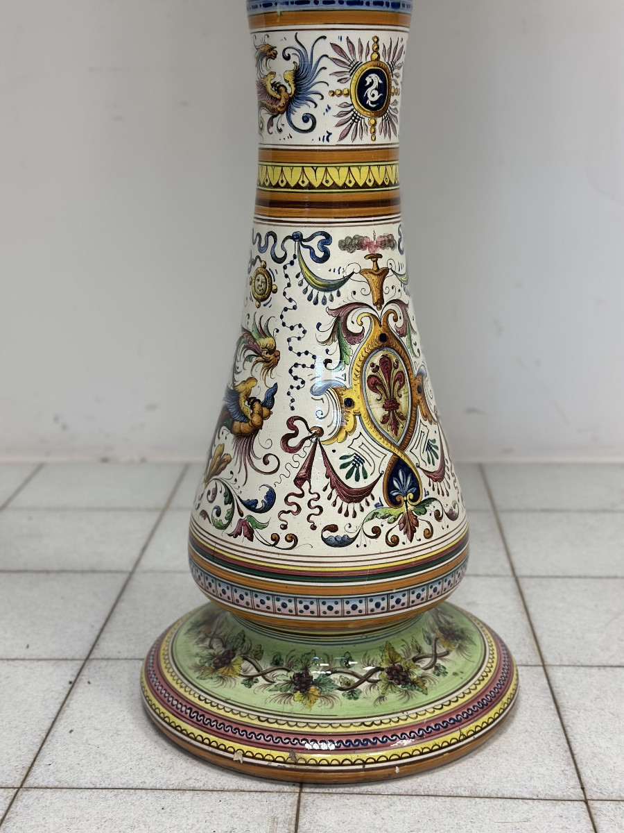 Egisto Fantecchi Primo 900 vaso con colonna maiolica dipinta-photo-7