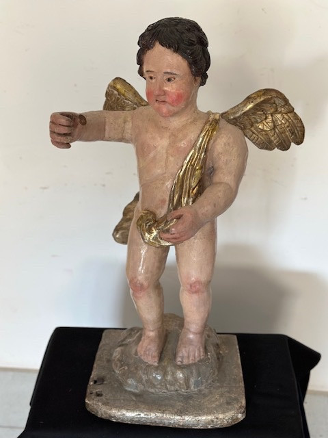 Angelo ligneo con le ali . Centro Italia epoca 600. Altezza 78 cm-photo-3