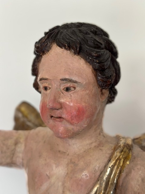 Angelo ligneo con le ali . Centro Italia epoca 600. Altezza 78 cm-photo-5