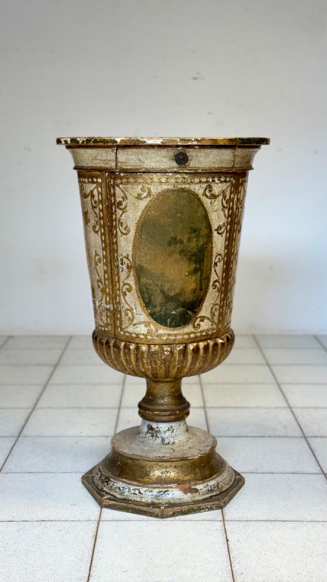 Colonna a calice impero laccata dipinta primo 900-photo-7