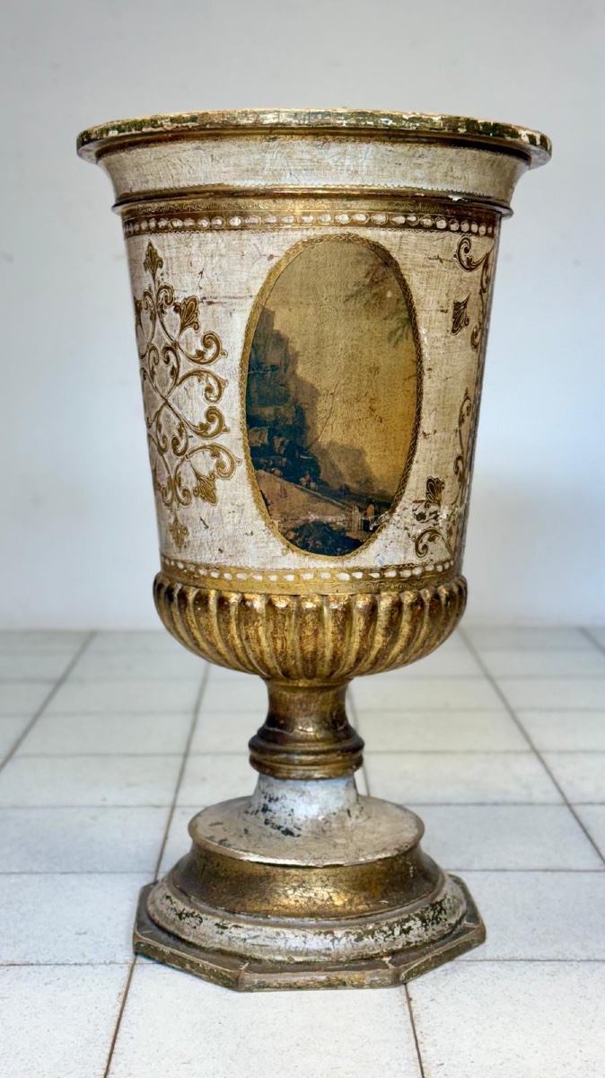 Colonna a calice impero laccata dipinta primo 900
