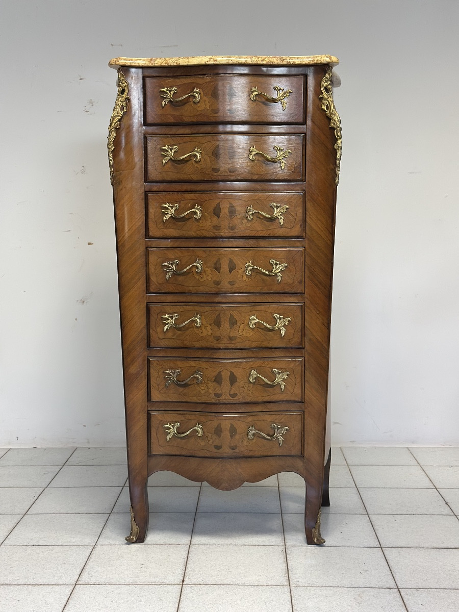 SETTIMANALE SAGOMATO INTARSIATO EPOCA 800. NAPOLEONE III RESTAURATO