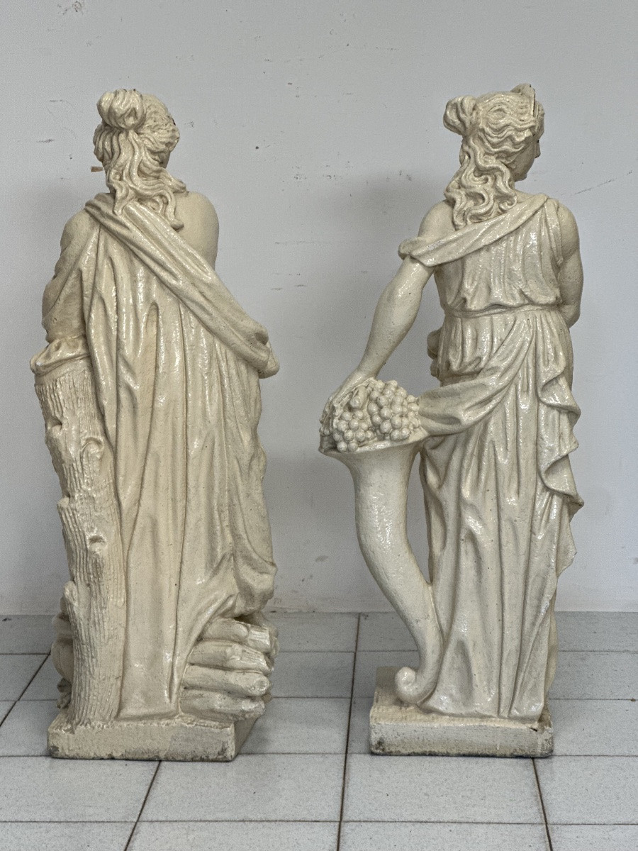 Coppia di statue in graniglia di pietra. Epoca primi 900. H 94 cm-photo-5