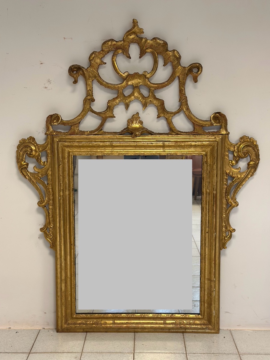 Specchiera in legno intagliato e dorato . Venezia XVIII secolo-photo-7