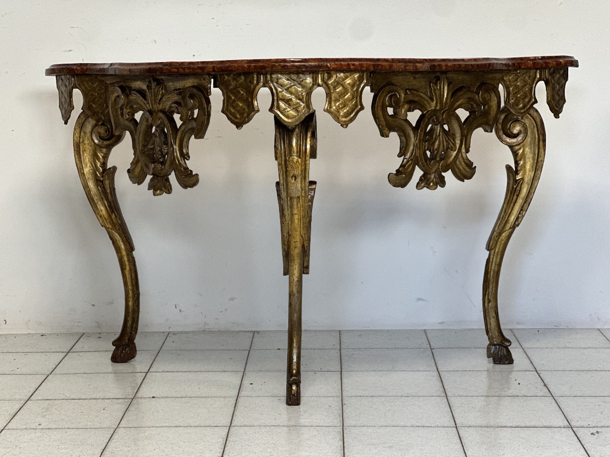Consolle luigi XIV lombarda intagliata dorata XVII secolo-photo-2