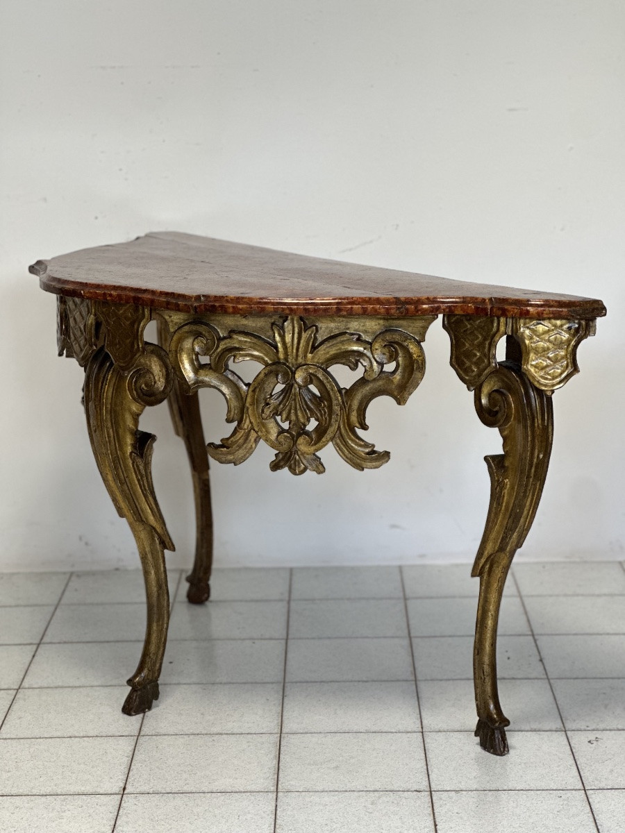 Consolle luigi XIV lombarda intagliata dorata XVII secolo-photo-4