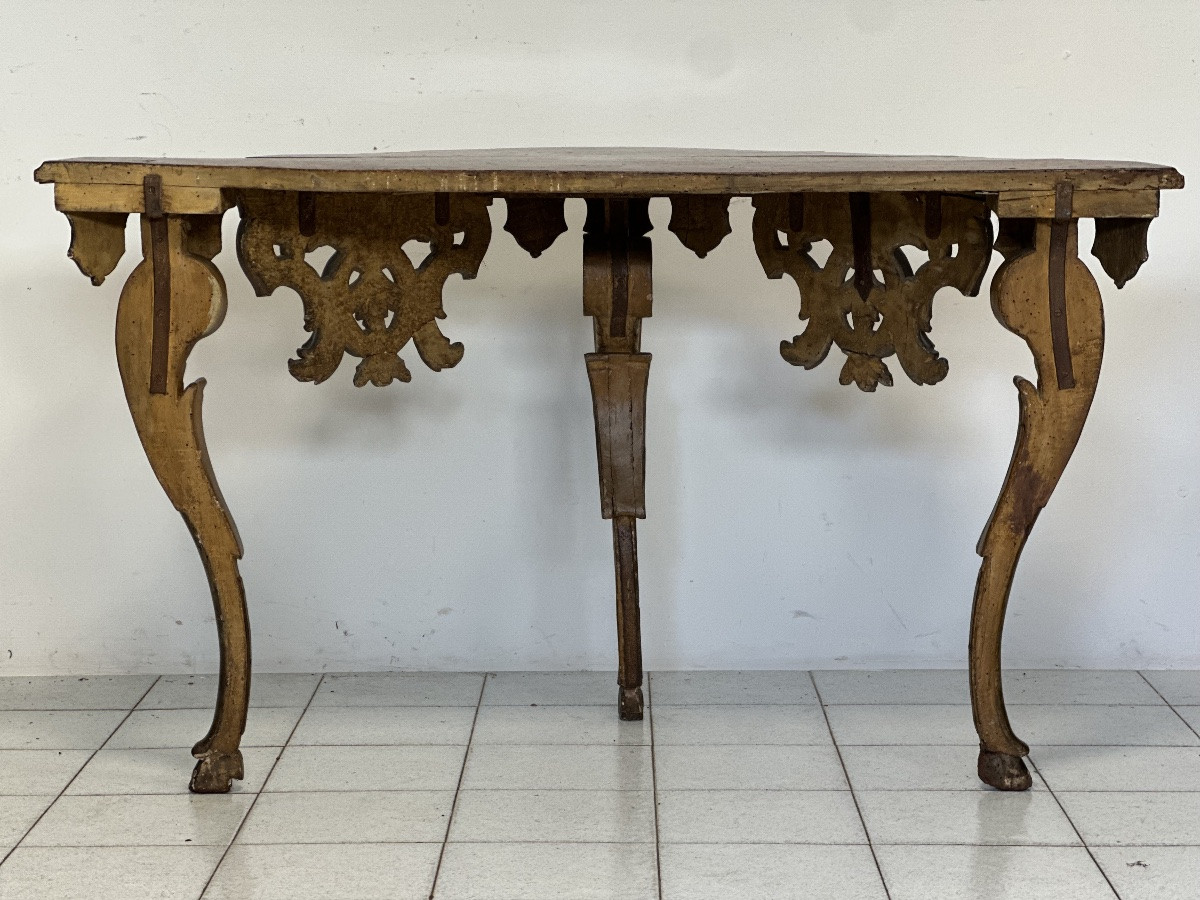 Consolle luigi XIV lombarda intagliata dorata XVII secolo-photo-4
