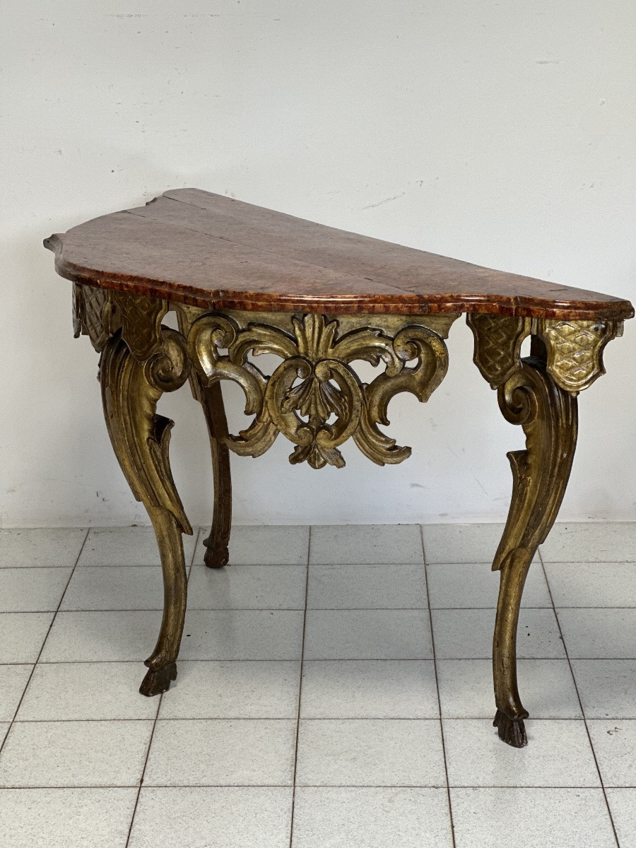 Consolle luigi XIV lombarda intagliata dorata XVII secolo-photo-7