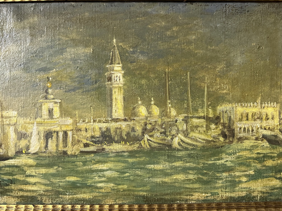 Olio su tela. Venezia. Firmata. XIX secolo-photo-2