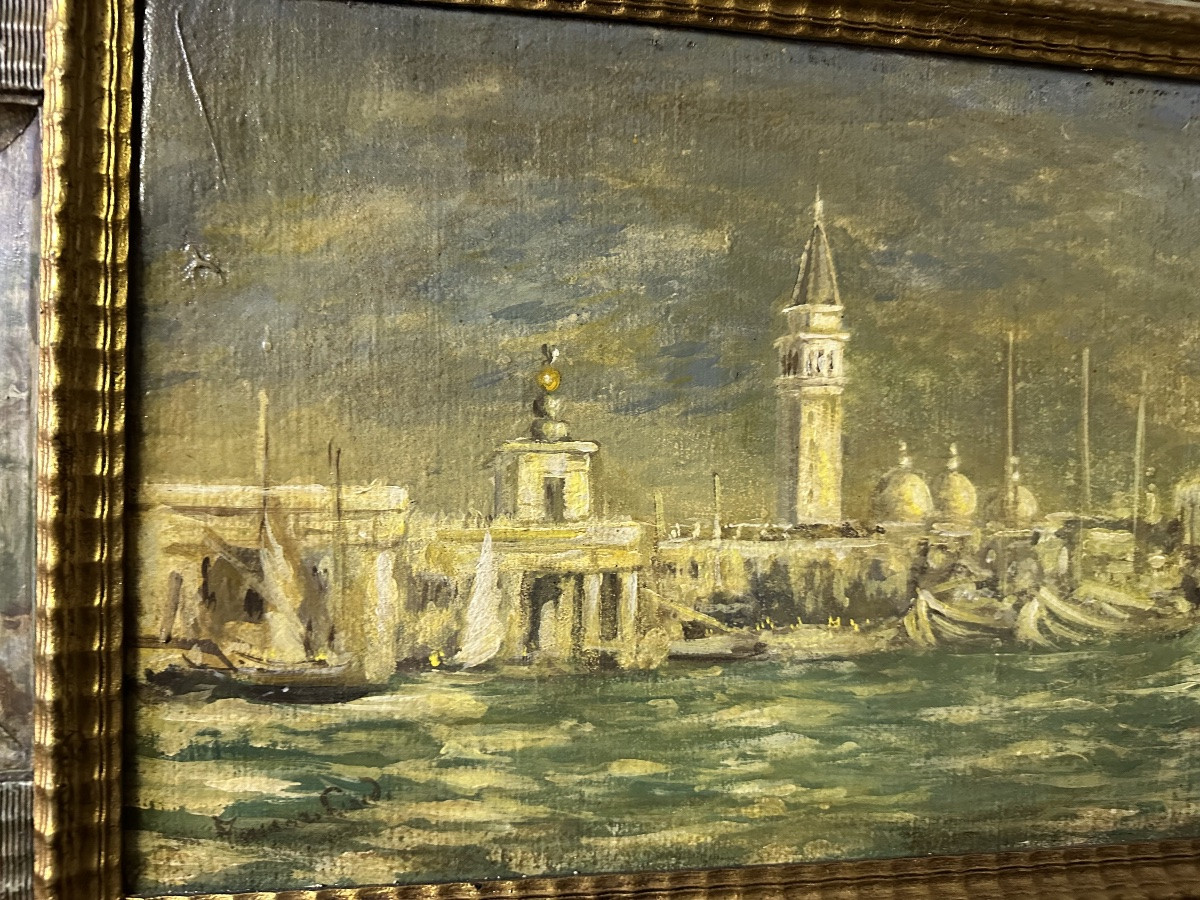 Olio su tela. Venezia. Firmata. XIX secolo-photo-3