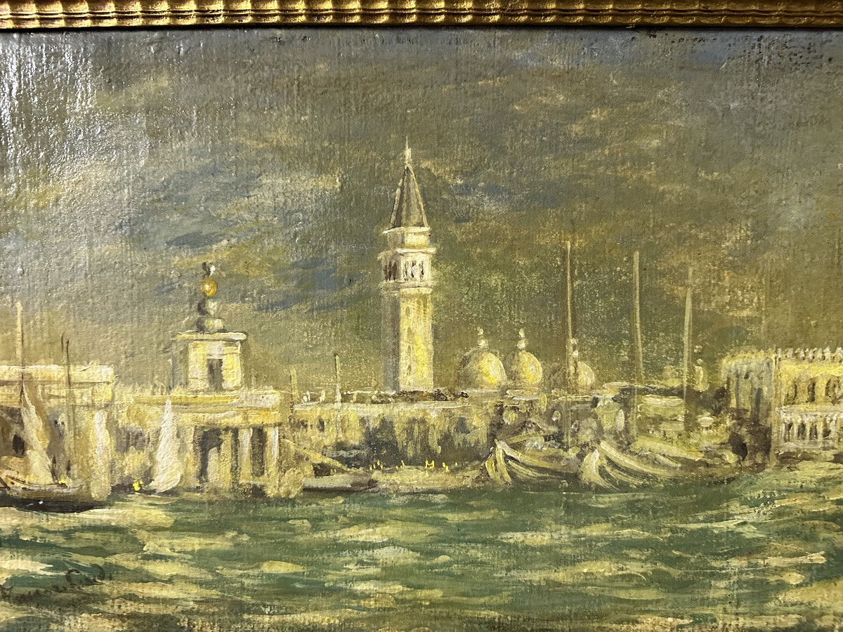 Olio su tela. Venezia. Firmata. XIX secolo-photo-4