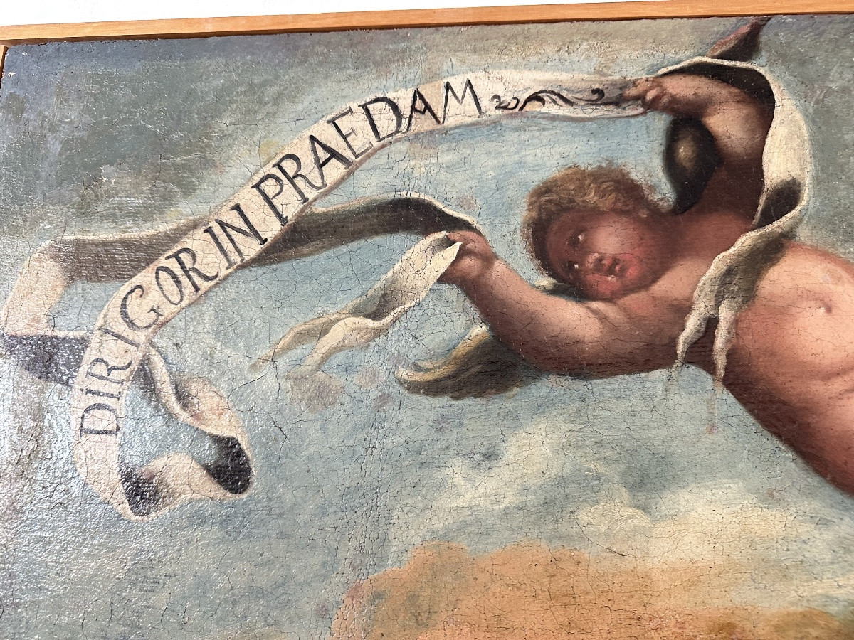 Scena biblica di caccia Scuola di Salvator Rosa olio su tela fine XVII secolo-photo-4
